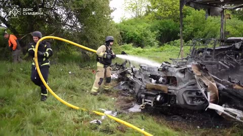 Sumy region under attack: Russian drone destroys energy workers' car