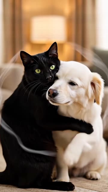 Dog and Cat Embracing