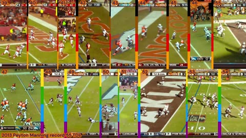 Collage 04: 2013 Peyton Manning record 55 TDs but with a bracelet-type for spaces