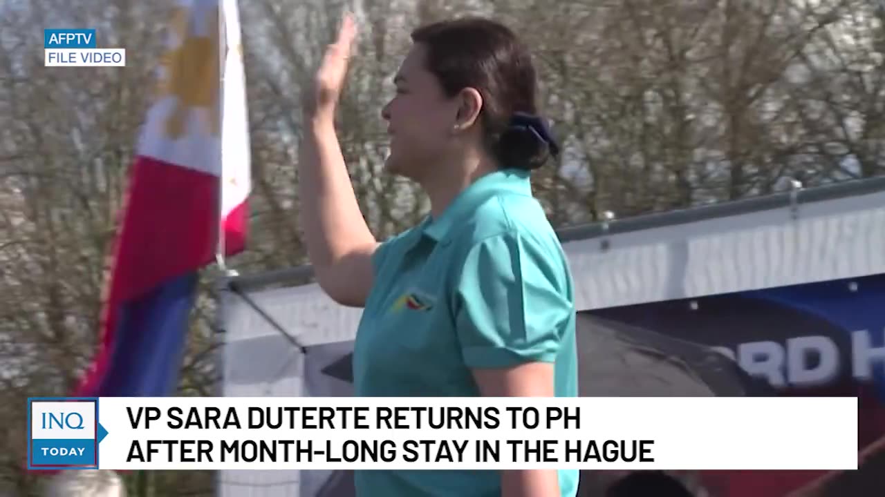 Sara Duterte returns to PH after month-long stay in The Hague | INQToday