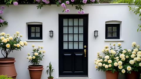 Charming Garden Entrance with Blooming Flowers