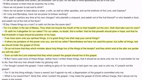 Living of the gospel 1 Corinthians 9