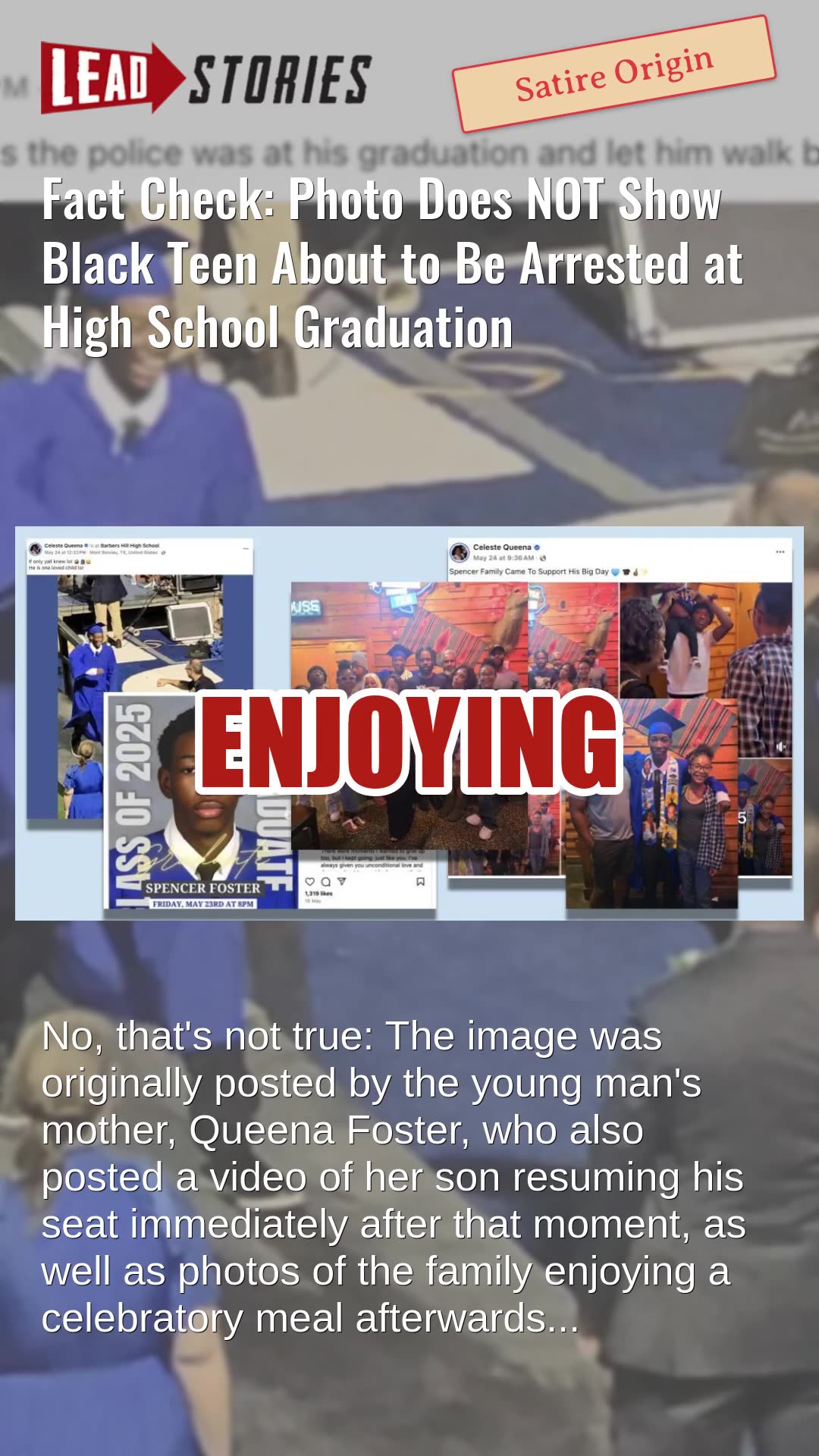 Fact Check: Photo Does NOT Show Black Teen About to Be Arrested at High School Graduation