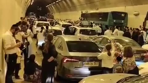 Amazing video of loads of people who took shelter from missiles in a tunnel