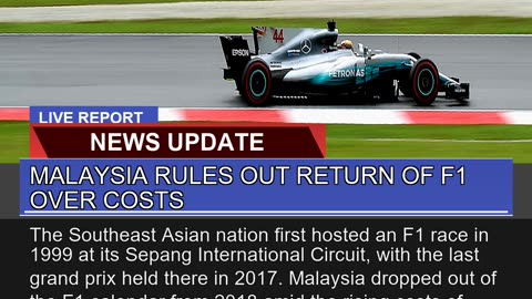 Malaysia Rules Out Return of F1 Over Costs