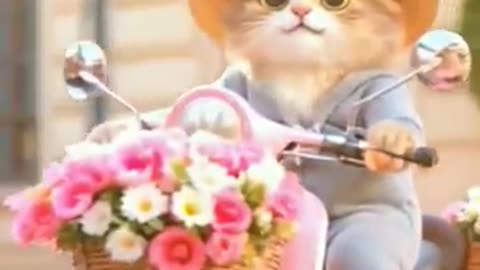 Cat riding bike