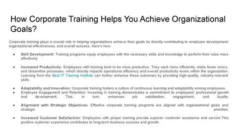 How to Enhance Business Success with Corporate Training