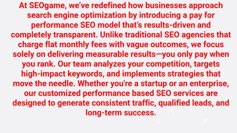 Performance Based SEOgame And Services