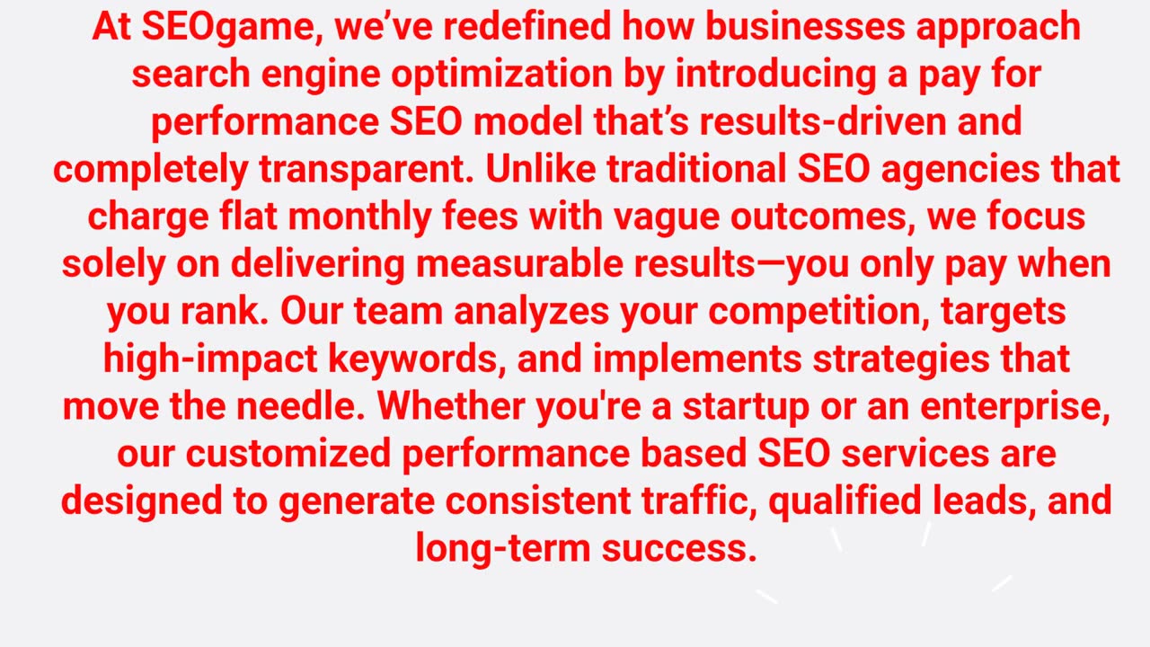 Performance Based SEOgame And Services