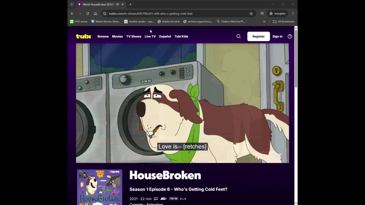 Housebroken - Who's Got Cold Feet? Tubi Audio Description