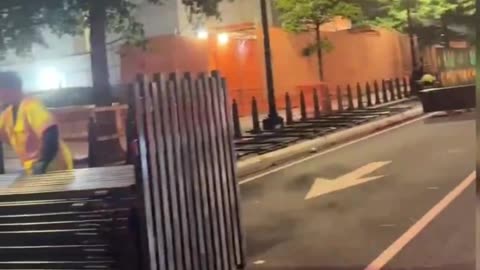 Tonight in Washington, D.C., construction crews are actively erecting and putting up Large anti-scale barricades around the White House and the Treasury.