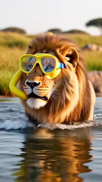 Lion wearing a Snorkle