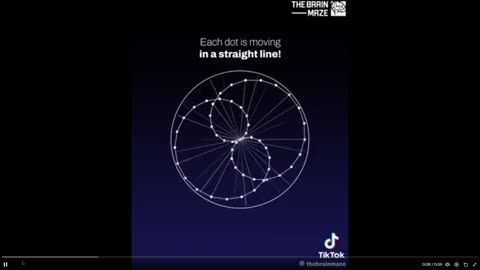 Optical illusion - each dot is actually on a straight line. Our brains can be tricked
