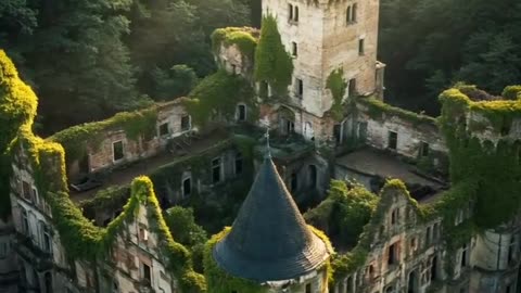 Abandoned overgrown castle