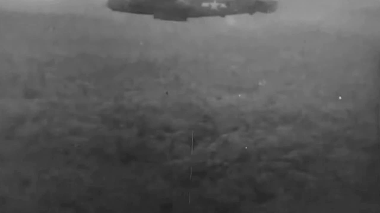 5th Air Force B-25 Gunships attacking Cape Gloucester at low level in December 1943