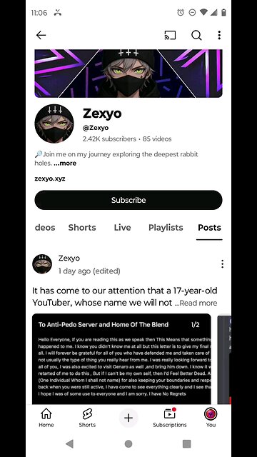zexyo letting pedophiles on his channel exposed