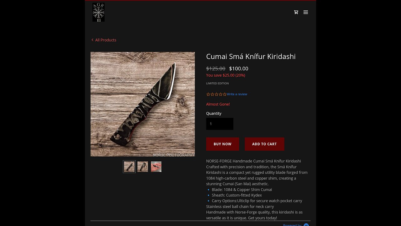 Cumai Smá Knífur Kiridashi
