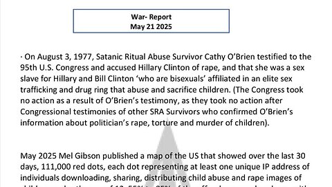 WAR REPORT - MAY 21 2025 - CATHY O'BRIEN & MEL GIBSON ON THE CHILDREN