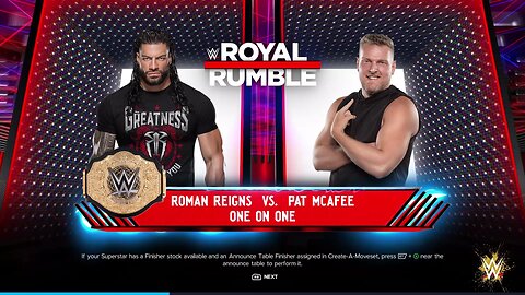 WWE 2k24 Roman Reigns(c) vs Pat Mcafee