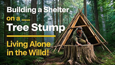 Building a Shelter on a Dead Tree Stump | Solo Wilderness Survival Living Alone