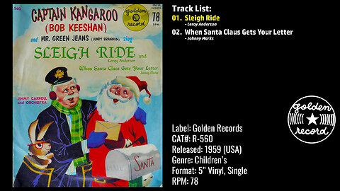 Captain Kangaroo – Sleigh Ride (Full Record) – 1959 – CAT.# R-560