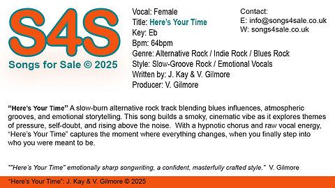 Here's Your Time (Key Eb) 64bpm (2025) S4S (Songs 4 Sale) for Female Vocal