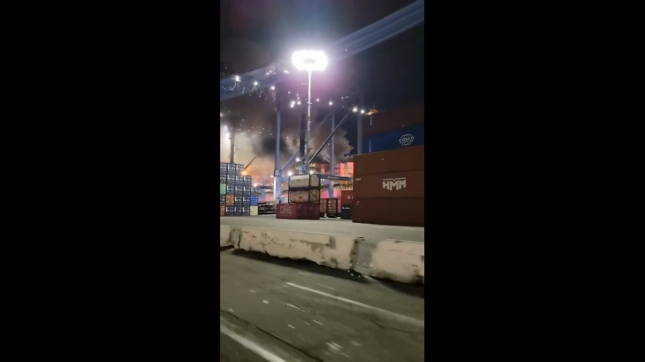 Fire erupts on container ship at Port of Los Angeles in San Pedro