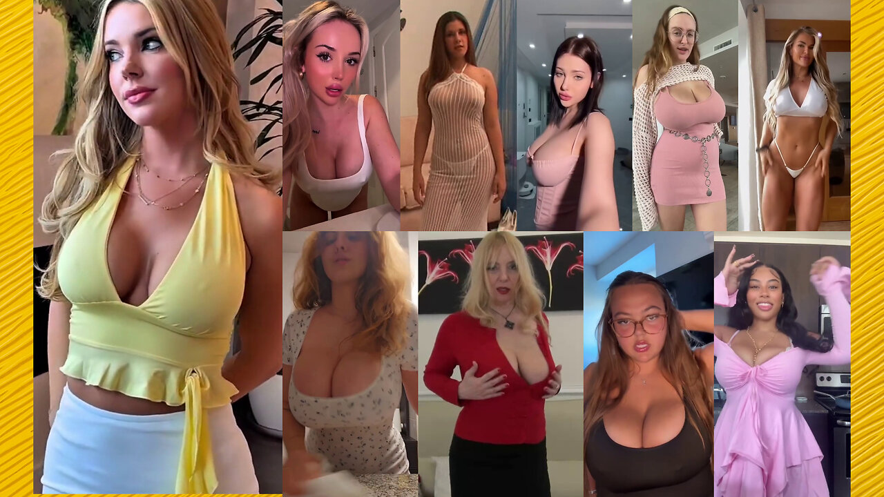 Huge Boobs / No Bra / Hard Nipples 58 - Big bank tiktok challenge ❤️‍ClipchampGirls 2025