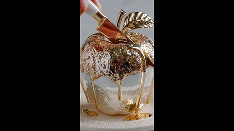 Slicing a Golden Apple! Real or Just 3D Illusion? 🍎✨