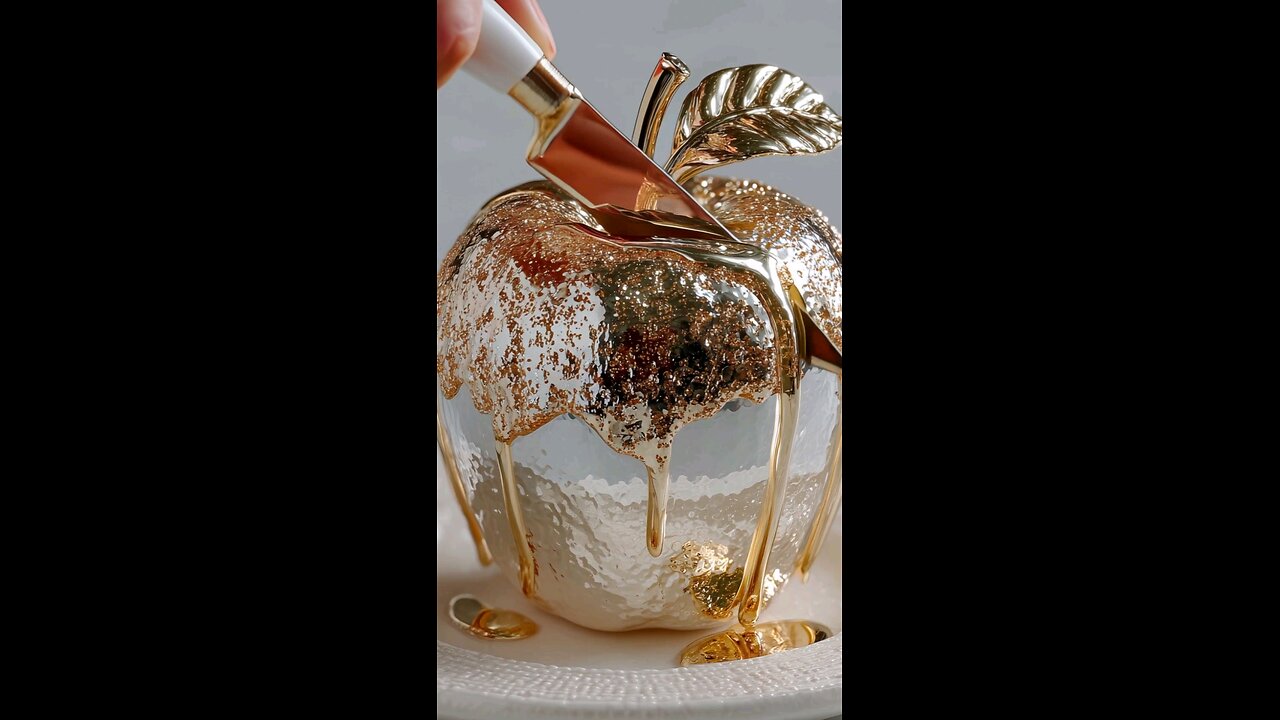 Slicing a Golden Apple! Real or Just 3D Illusion? 🍎✨