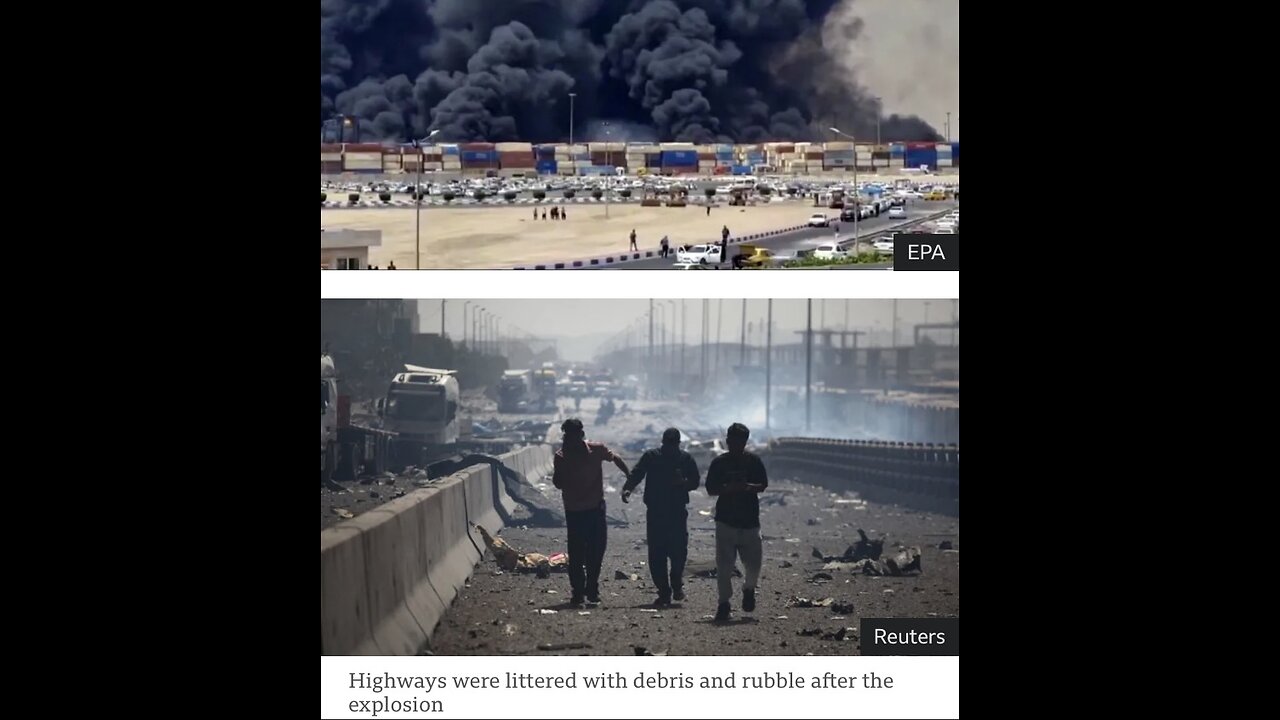 POWERFUL EXPLOSION DEVASTATES🔥💥🏭💥🚙📸PORT OF SHAHID RAJAEE IN SOUTHERN IRAN🇮🇷🏭🔥💫