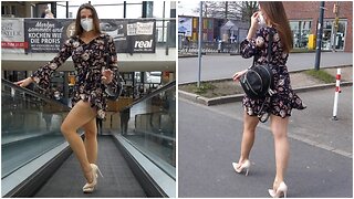 MINI DRESS, STOCKINGS and HIGH HEELS - Walk in Public | Kats little world