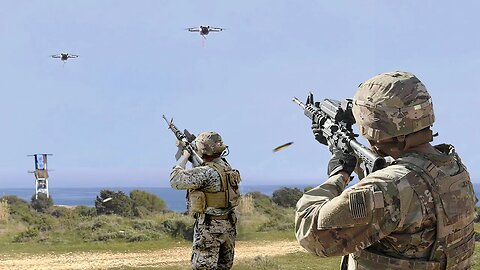 US Soldier Testing Brand New High Tech Rifle Against Tiny Enemy Drones