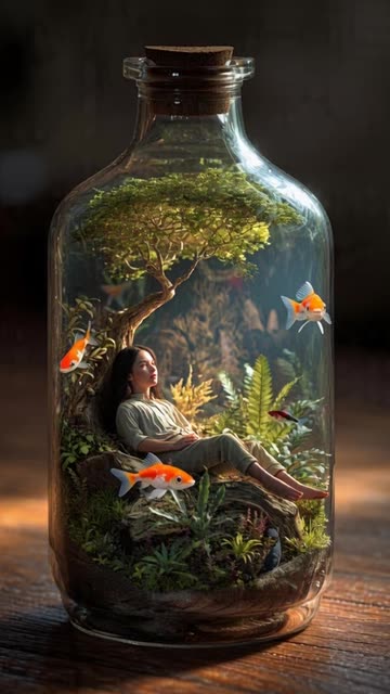 A hyper-realistic 4K cinematic portrait video: Focus on a crystal-clear, flawless glass bottle