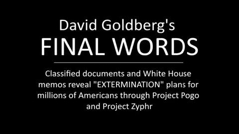 David Goldberg's final words and his hand-written notes on Project Pogo and Project Zyphr