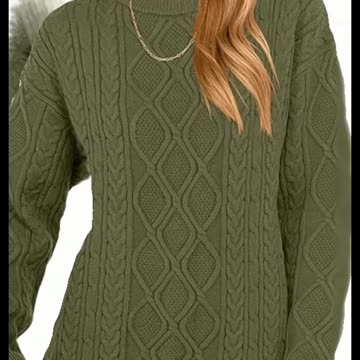 ANRABESS Women Oversized Chunky Cable Knitted Vintage Sweater 2025 Fall Winter Outfits