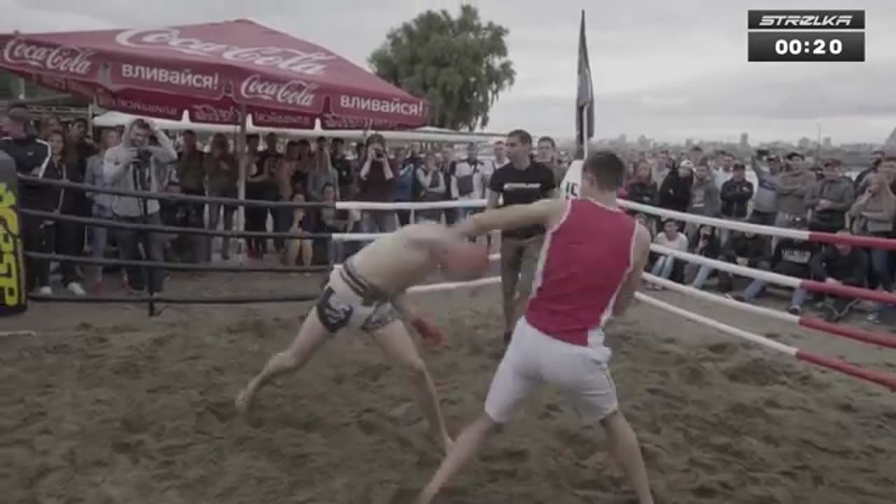 Dude run in to RUSSIAN HUMMER !!! MMA Fight !!!