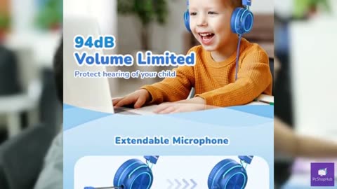 iClever HS21 Kids Headphones with Microphone for Virtual School- Rotatable Exten