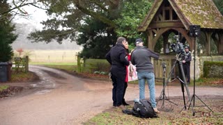 Police remain outside former Prince Andrew's residence in Sandringham
