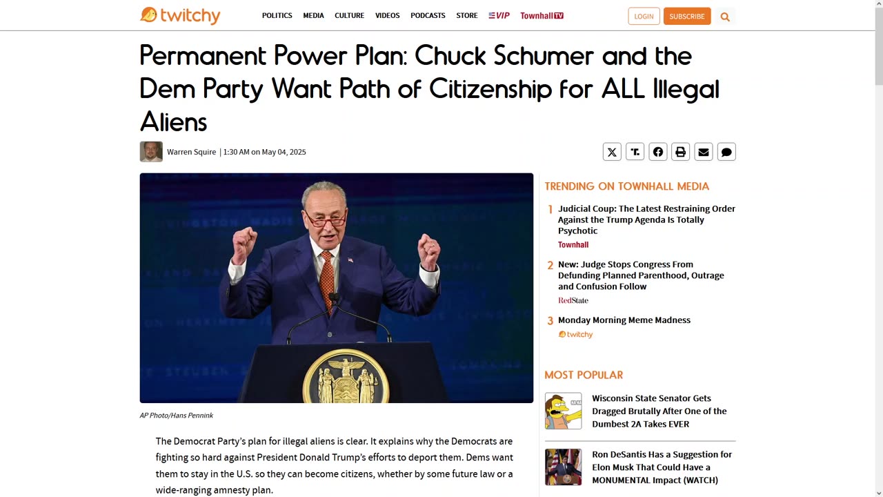 Chuck Schumer Wants Invaders to Become Citizens Explained - Why Not Israel?