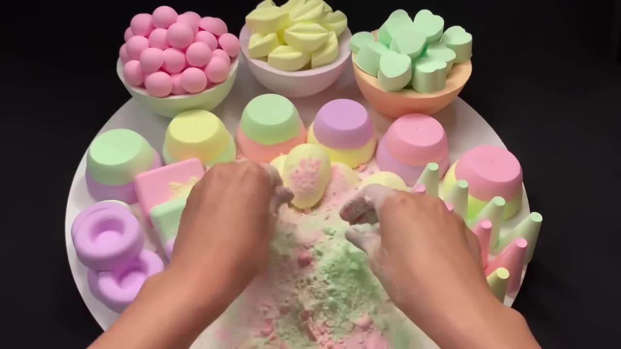 Bright Colors🍡🍭 | The sound of crushing baking soda | Asmr episode 10