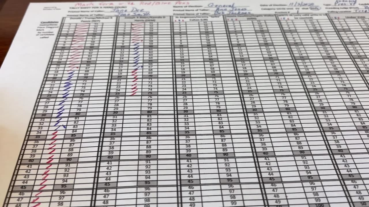 Chap65 Hand Count Instructions Video15 - Alternate SOS Approved Tally form, Marking the form part4