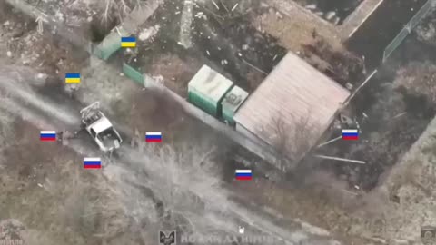 Two Ukrainian soldiers, supported by drones, destroy a Russian assault group.