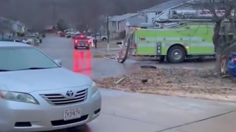 Firetruck slides down icy Missouri road