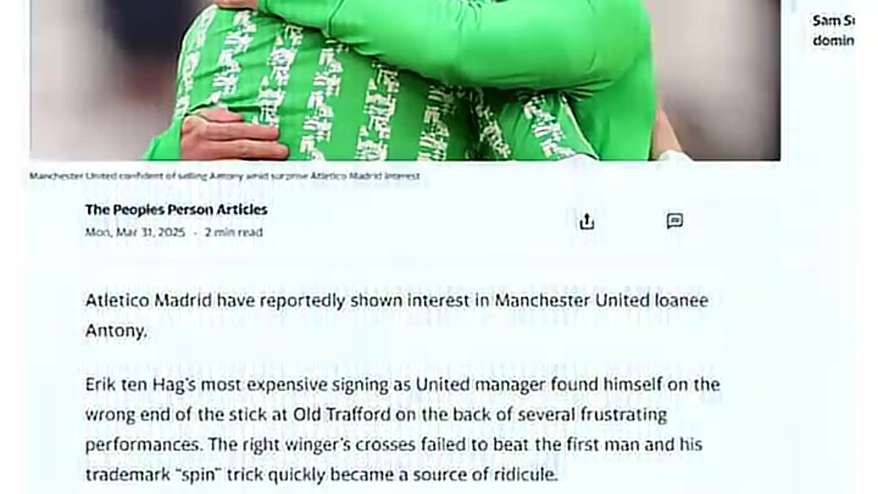 Anthony moved from Manchester United