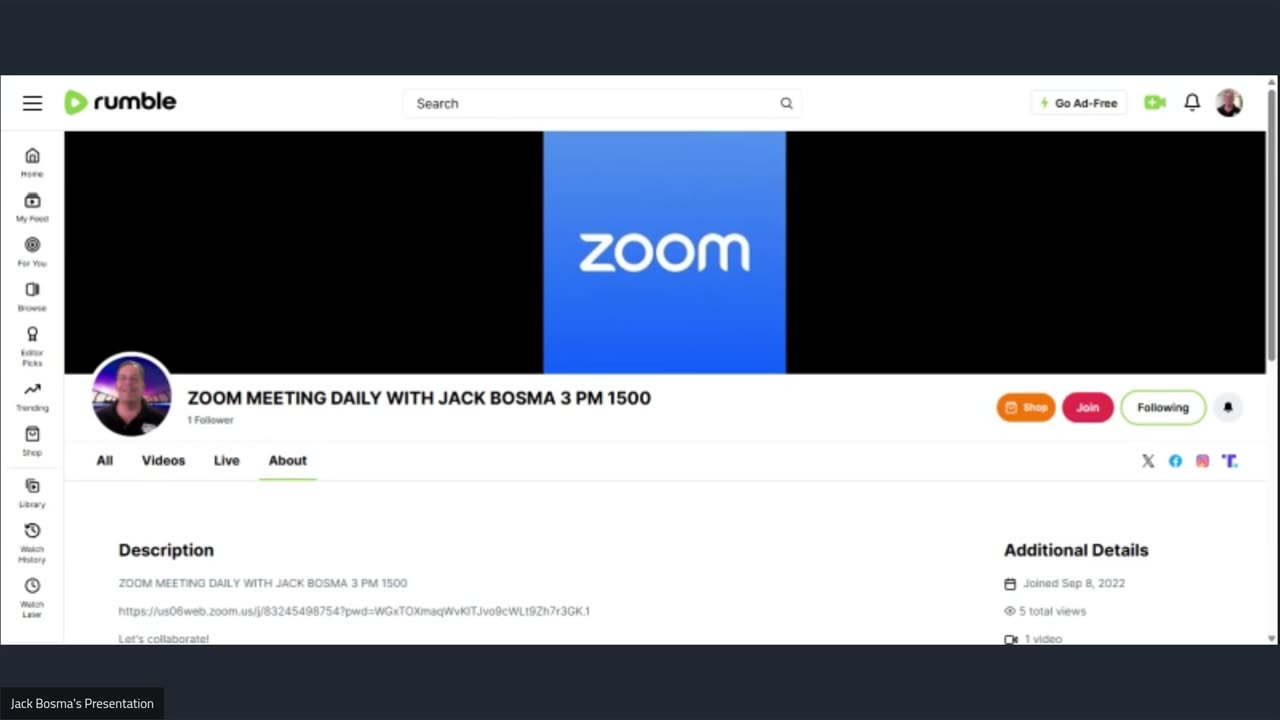 ZOOM MEETING DAILY WITH JACK BOSMA 3 PM 1500