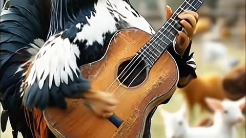 Mas um dia na fazenda #ia #galo #fazenda #violao #animais #guitar