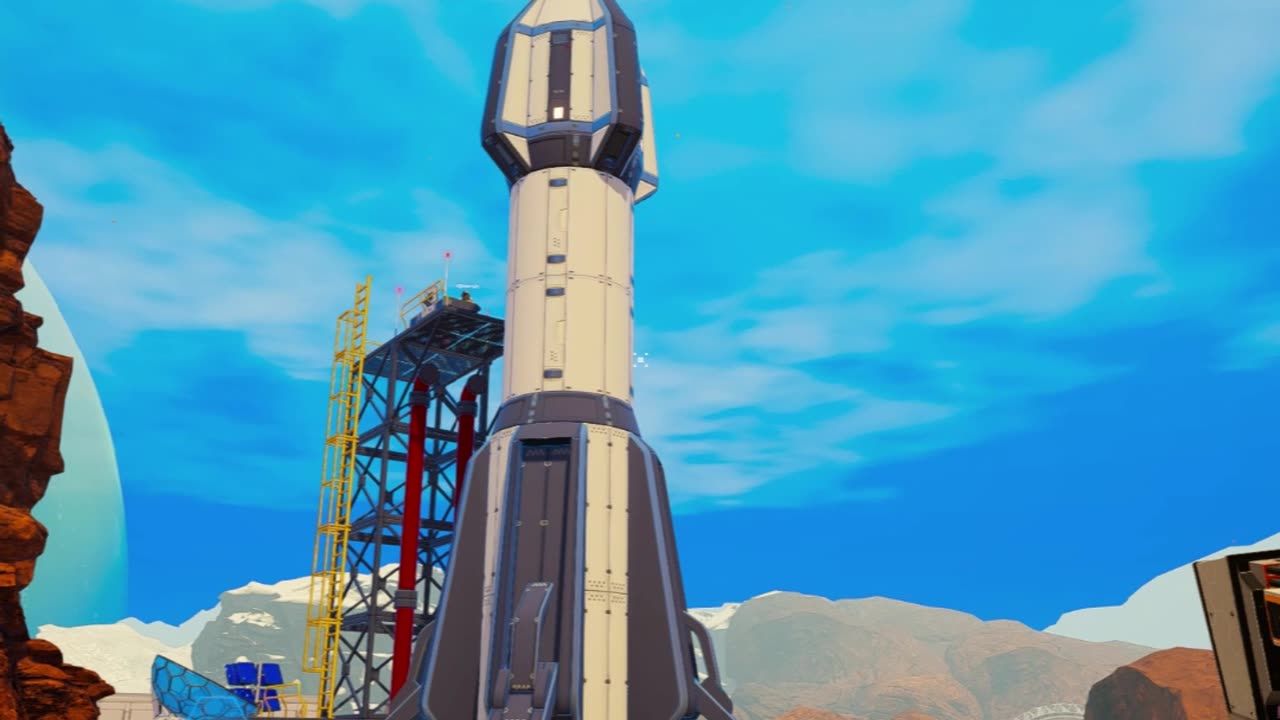 Planet Crafters - Launching Rockets makes it rain asteroids.
