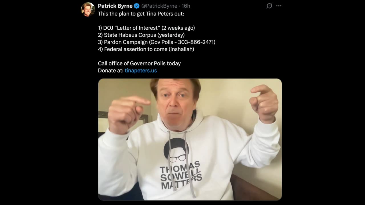 ⭐ 💝 Apr 17 2025 - Patrick Byrne > This Is The Plan To Get Tina Peters Out [Your Help Needed]