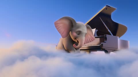 Magical Baby Elephant Plays Piano on a Flying Cloud | Slow Motion Fantasy Scene